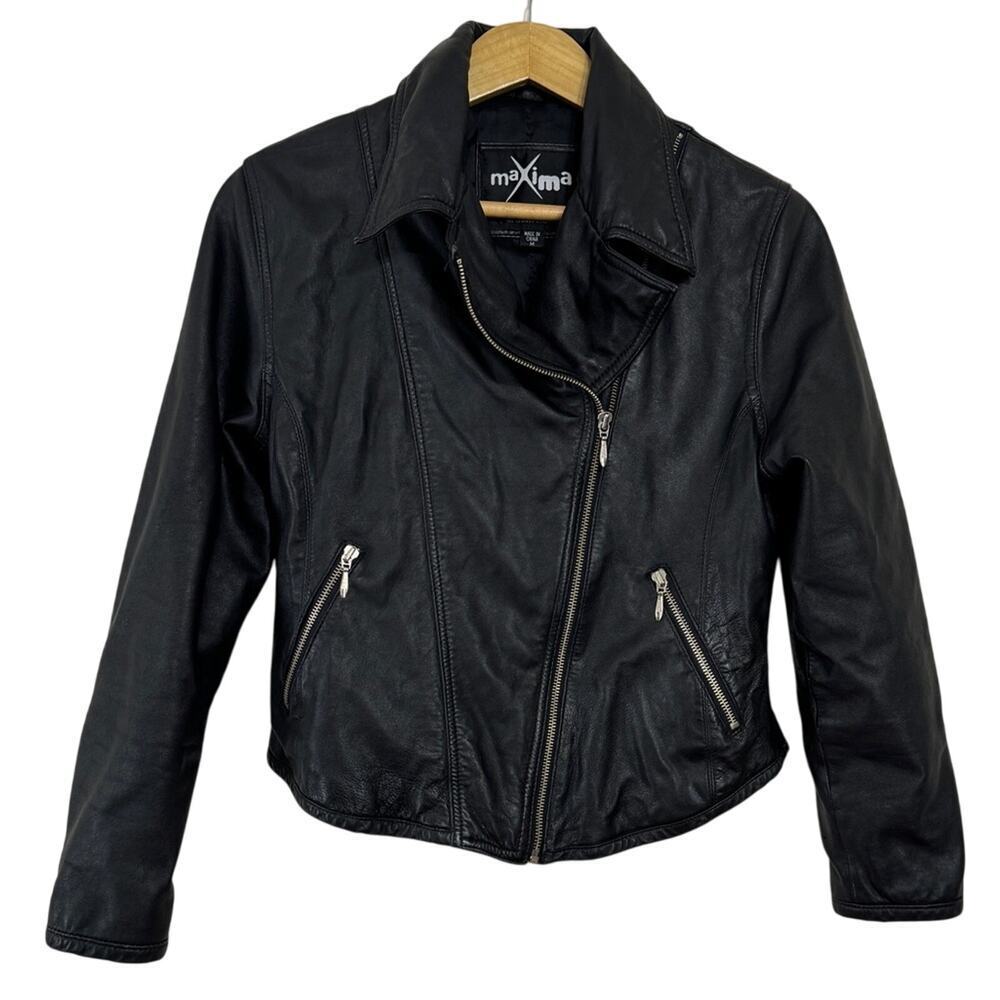 Wilson’s Leather Moto Biker Jacket Zippered Black Size M